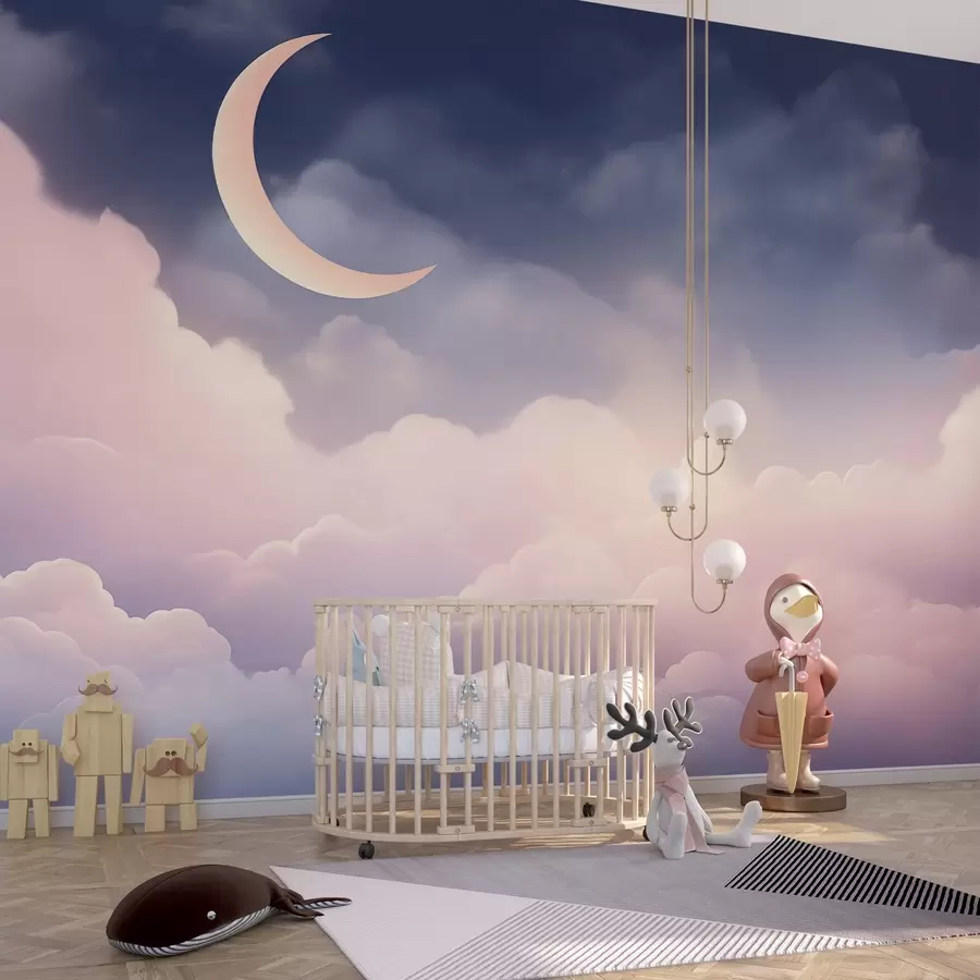Fotobehang Wolken en de maan w04330