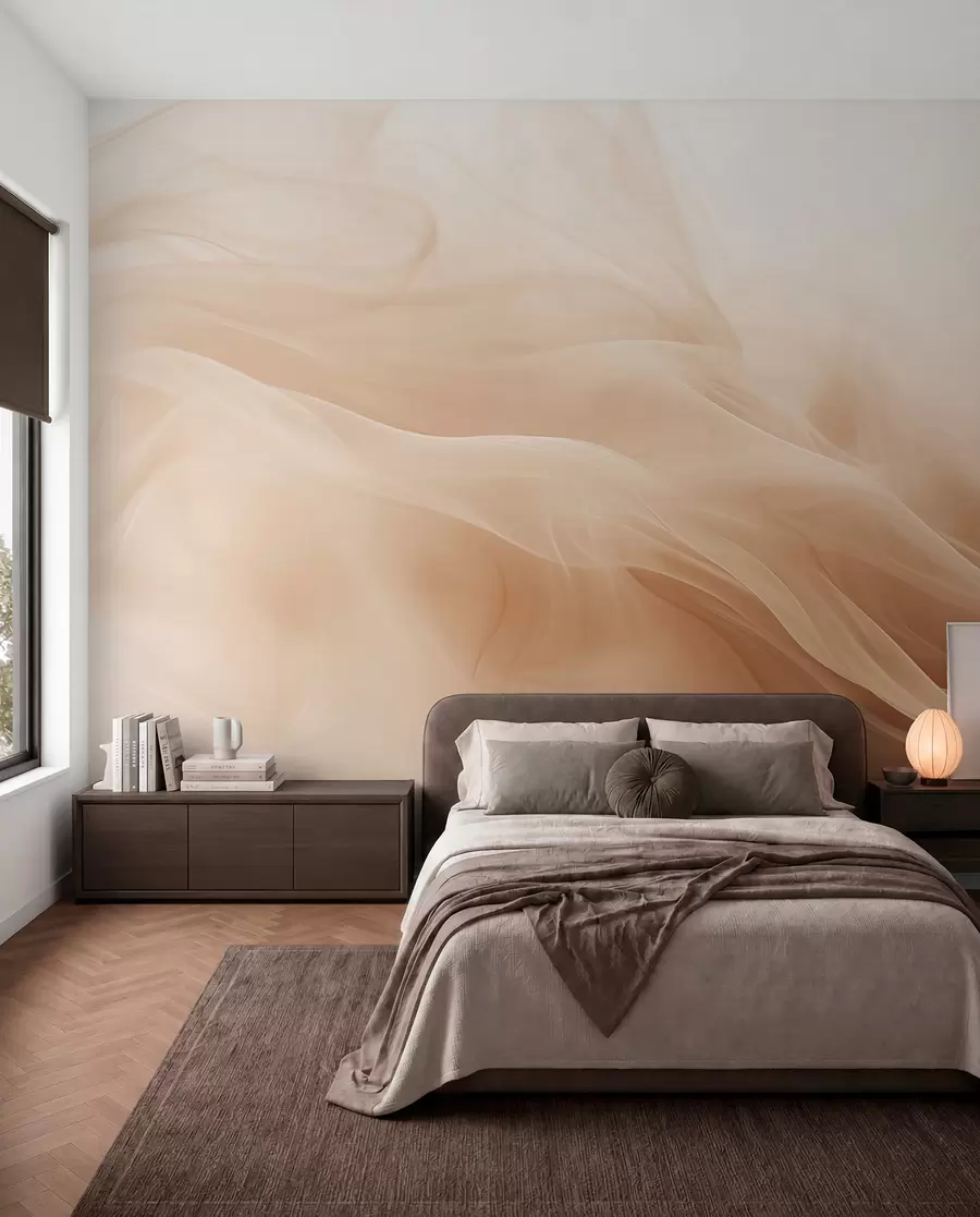 Fotobehang Beige rookgolven in abstracte stijl w09273