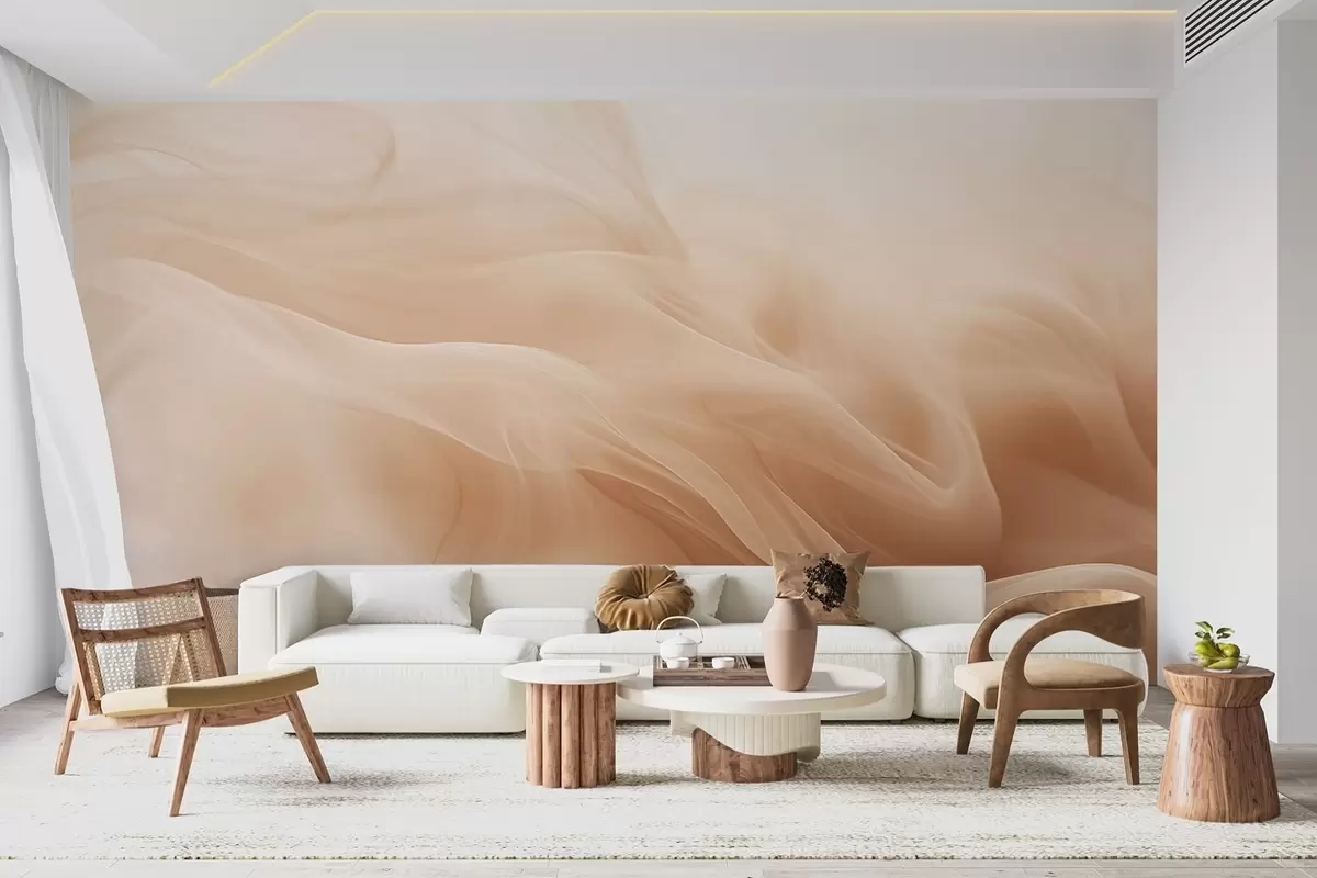 Fotobehang Beige rookgolven in abstracte stijl w09273