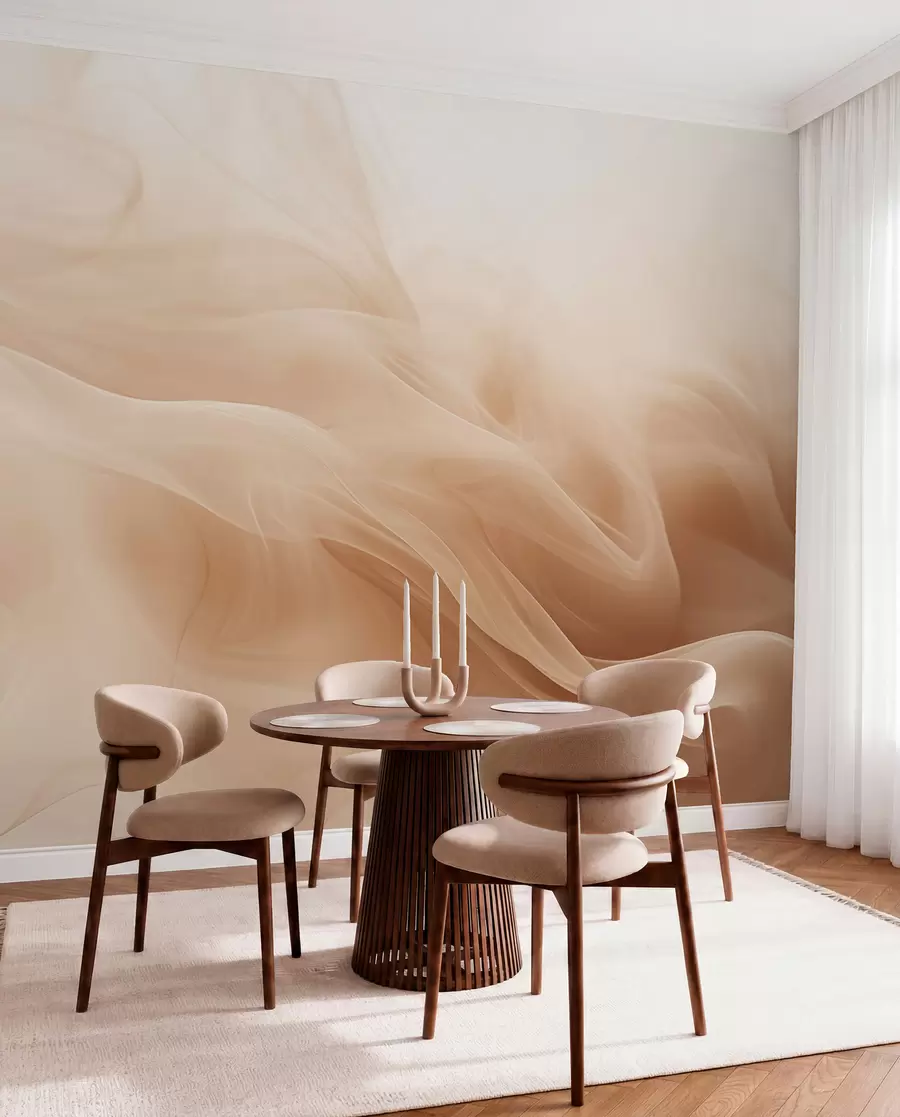 Fotobehang Beige rookgolven in abstracte stijl w09273