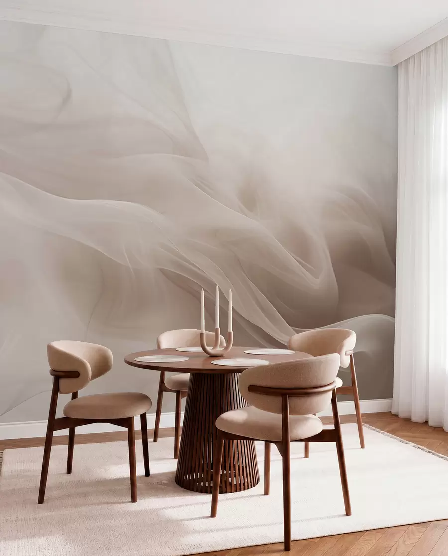 Fotobehang Zachte beige rookgolven in abstracte stijl w09273v1