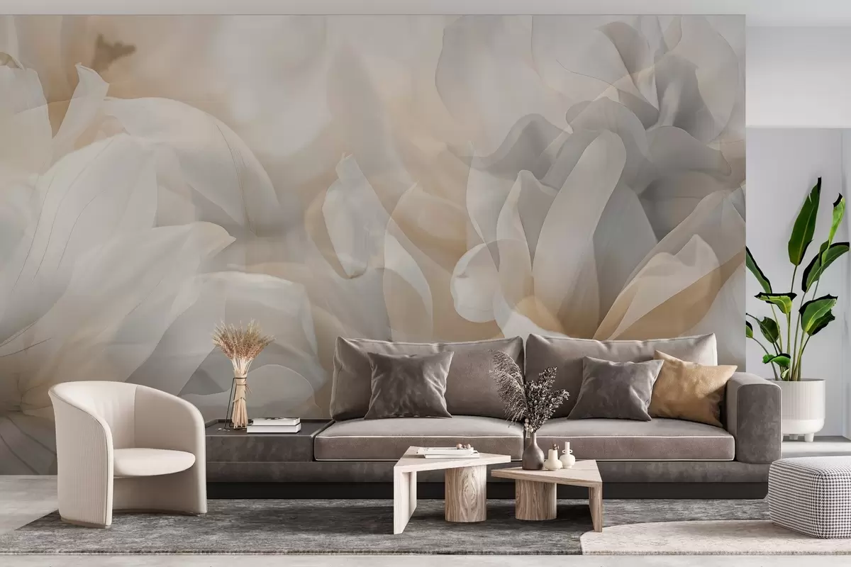 Fotobehang Semi-transparante bloemen w04320