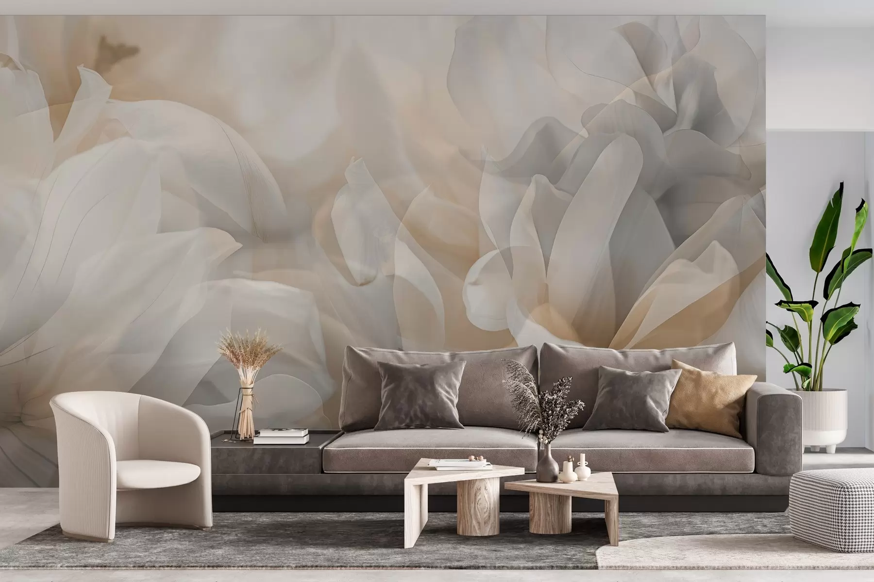 Fotobehang Semi-transparante bloemen w04320