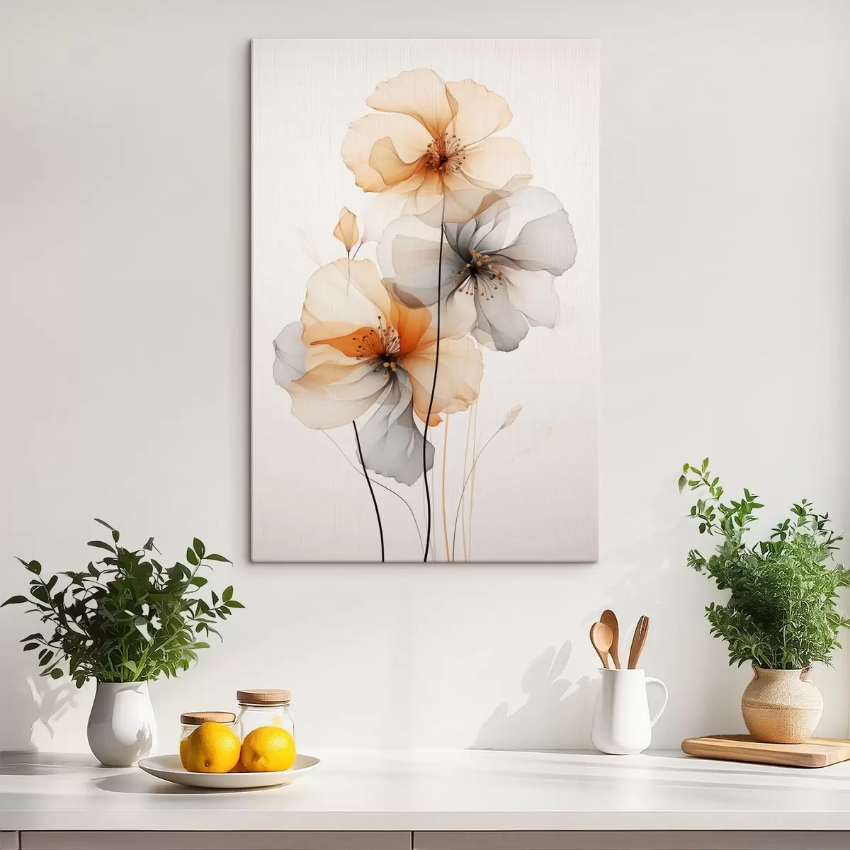  Schilderijen Abstracte doorschijnende bloemen s44558