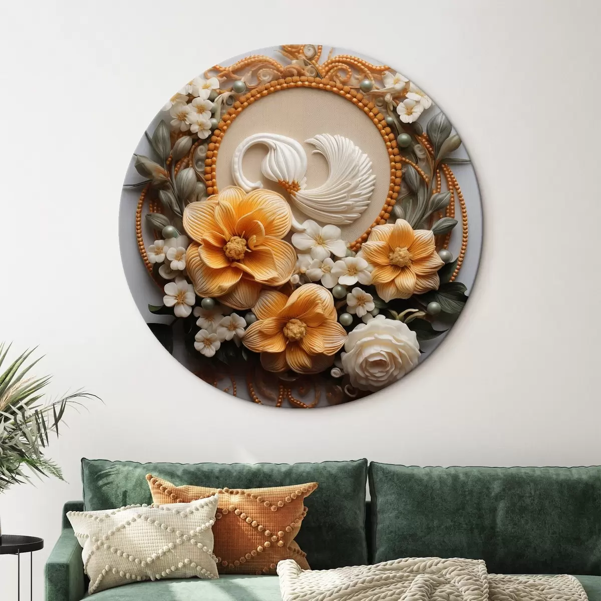 Ronde schilderijen Abstracte compositie van bloemen r44553