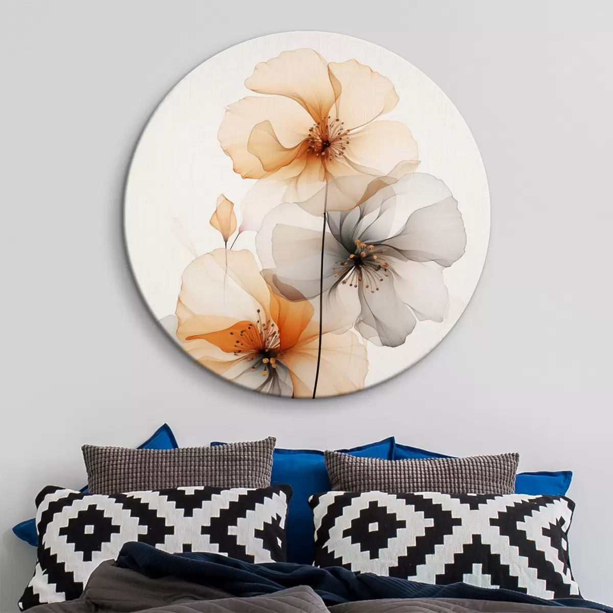 Ronde schilderijen Abstracte doorschijnende bloemen r44558