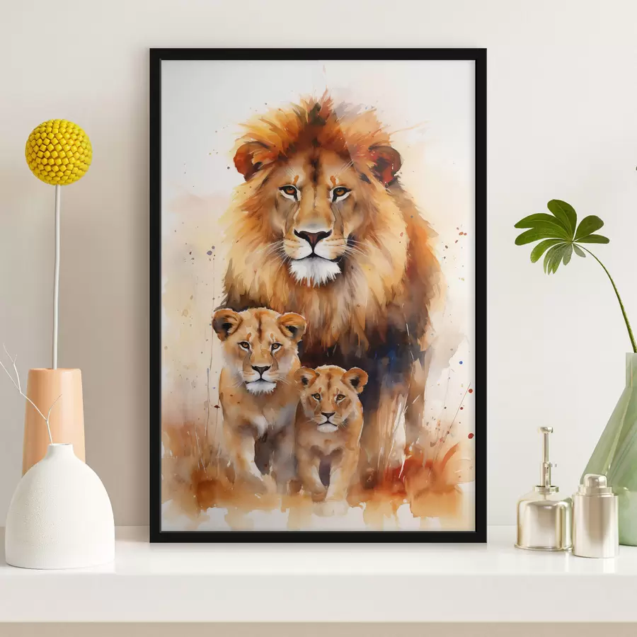 Fotobehang Een leeuwenfamilie f44555