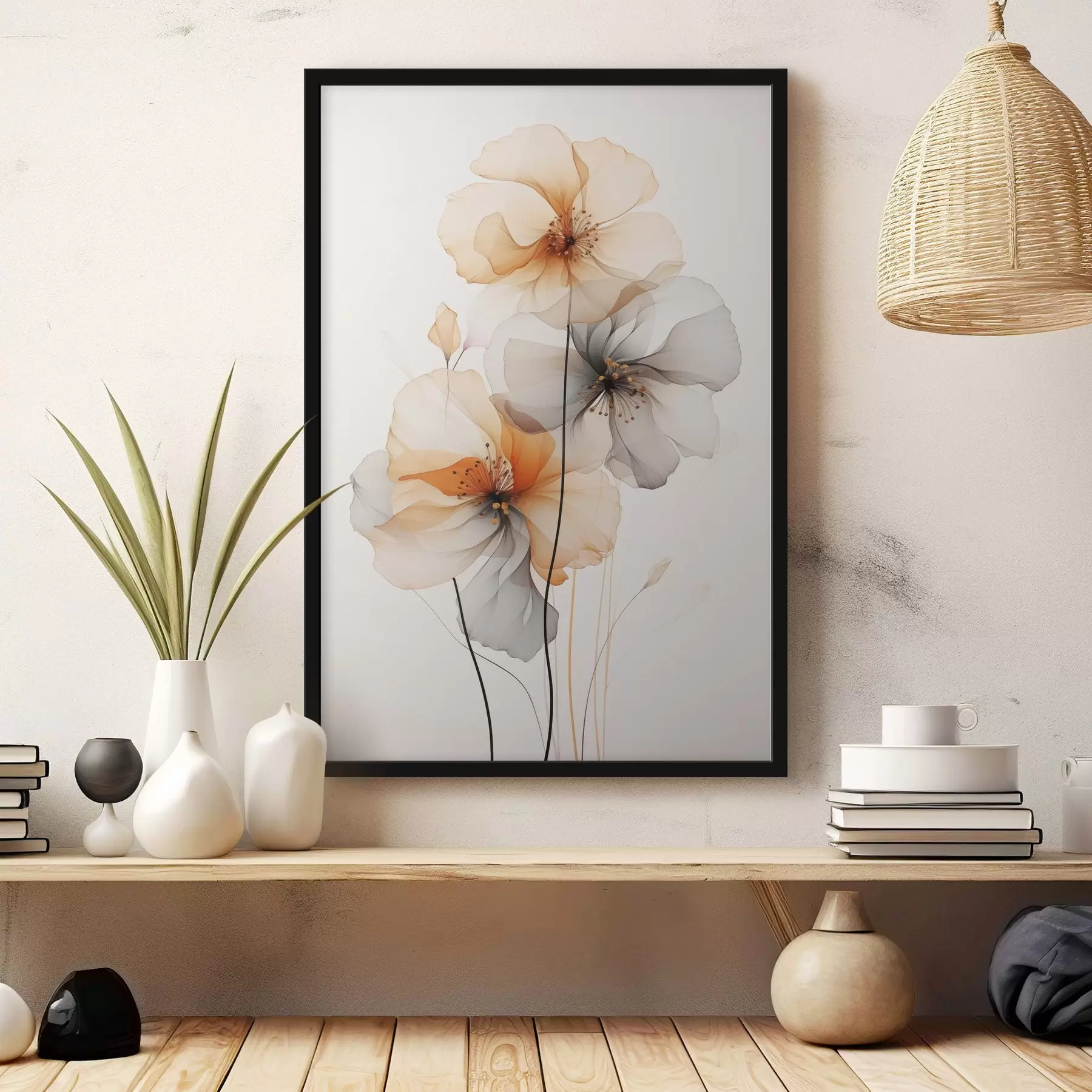 Fotobehang Abstracte doorschijnende bloemen f44558