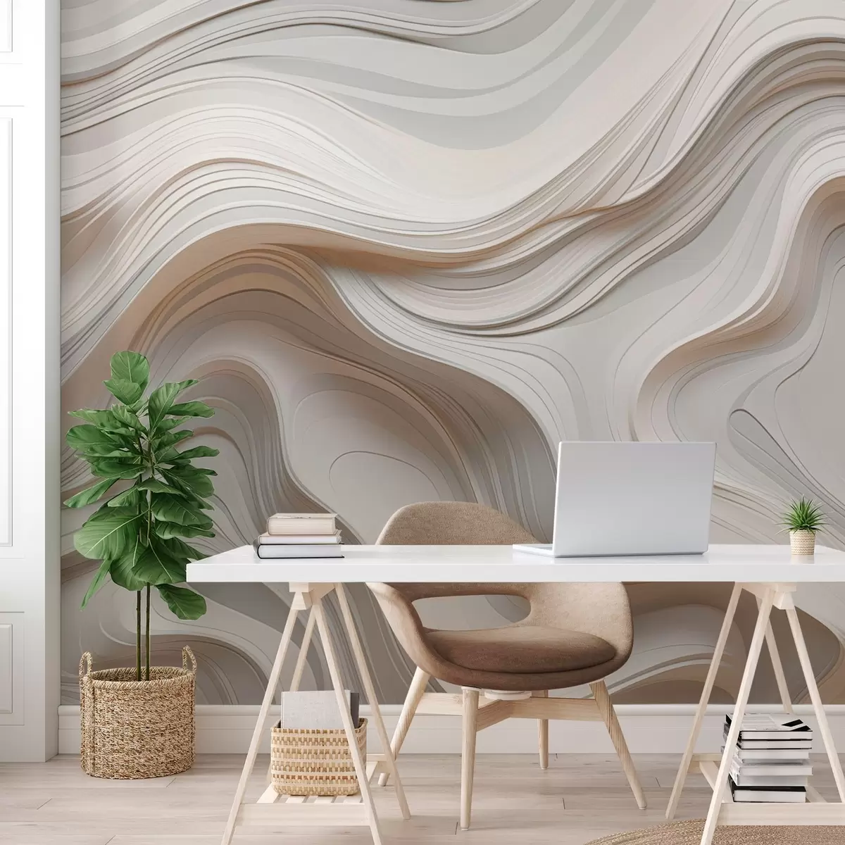 Fotobehang Abstractie met vloeiende curven w04355