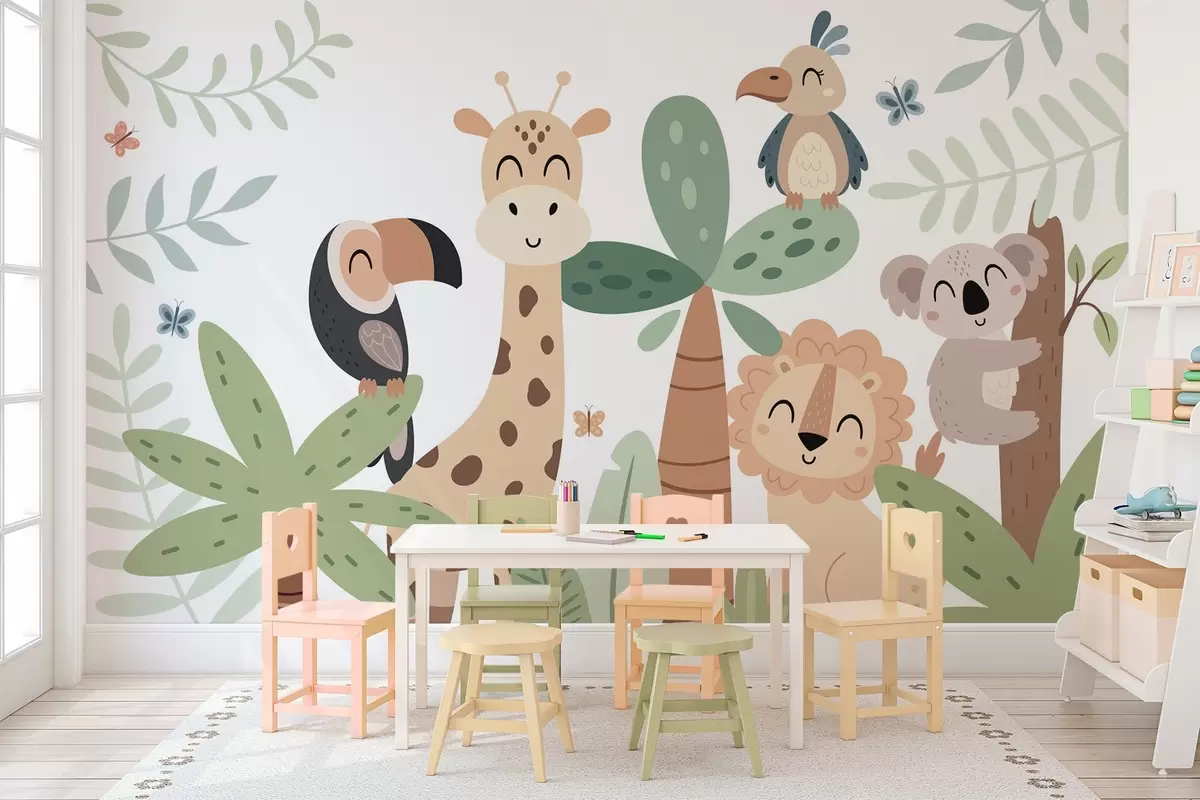 Fotobehang Schattige dieren in de jungle w04357
