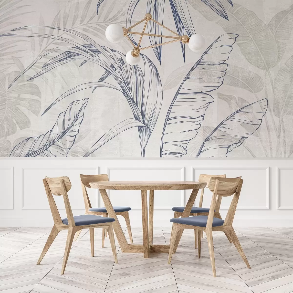 Fotobehang Bladeren op achtergrond met imitatie waas en textuur w04362v1