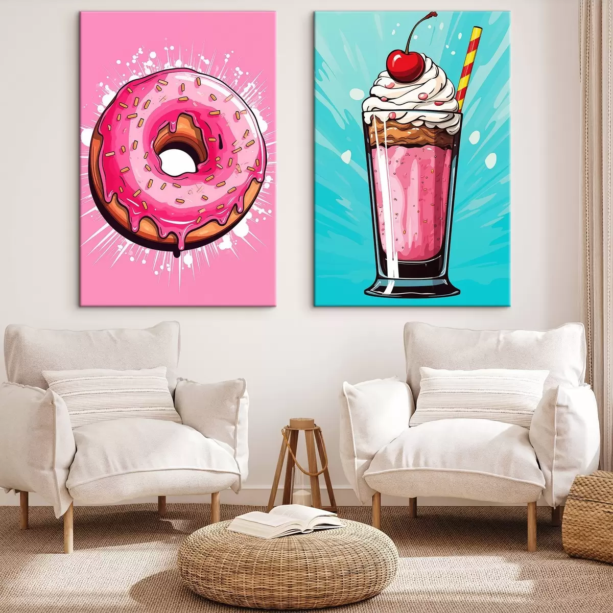  Schilderijen Donut en milkshake m00553