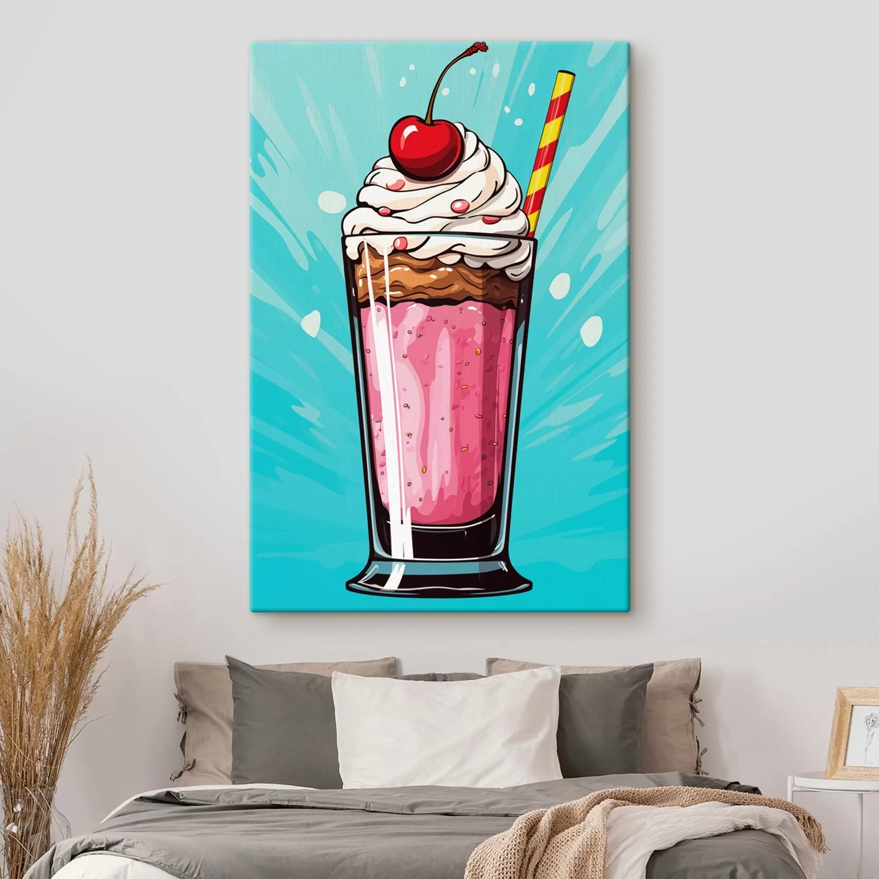  Schilderijen Aardbeienmilkshake met kersen s45273