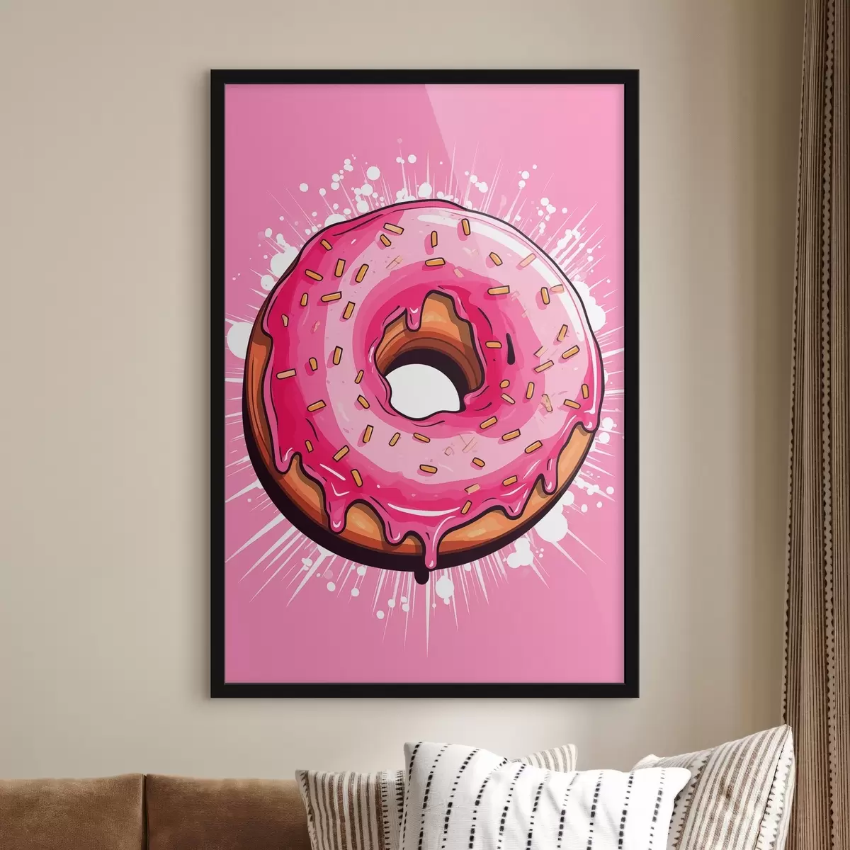 Poster Donut met roze glazuur f45274