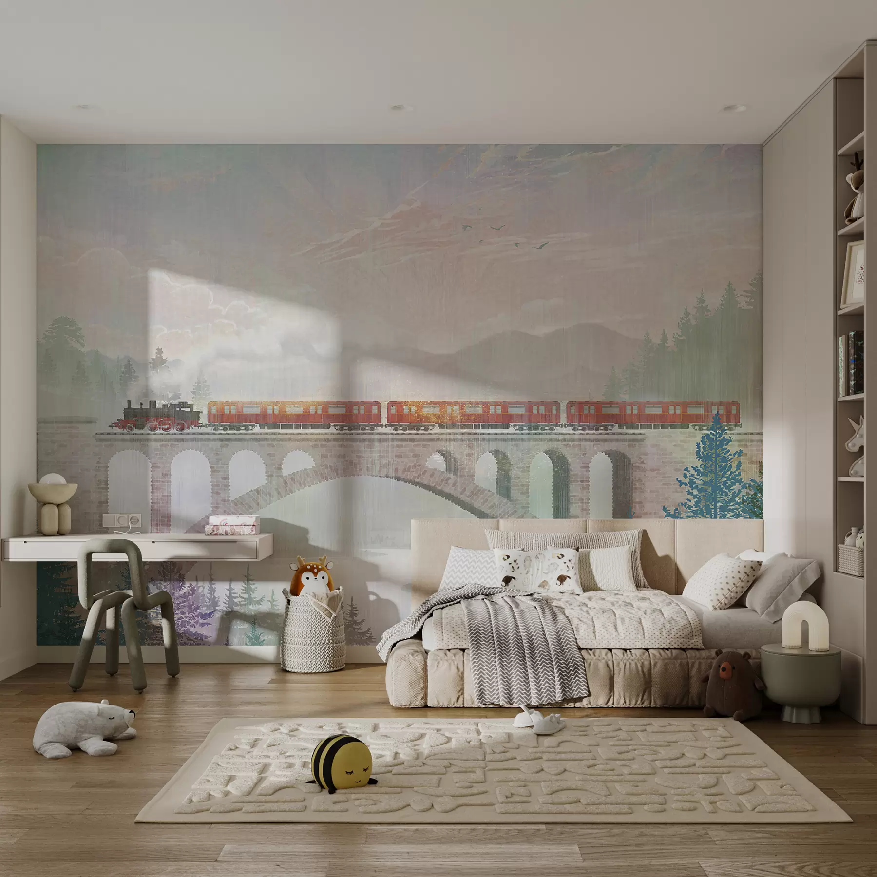 Fotobehang Trein, kunstverf en verf u64350