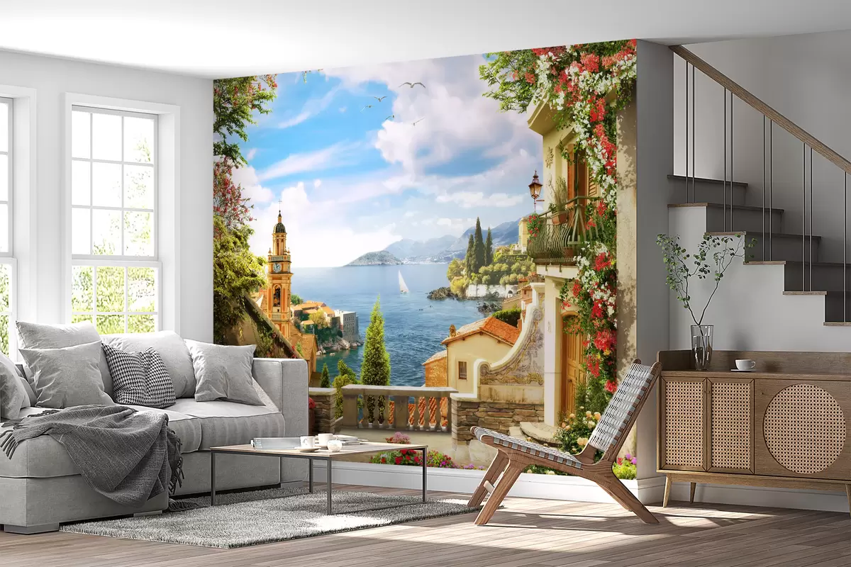 Fotobehang Water, plant en wolk u68056