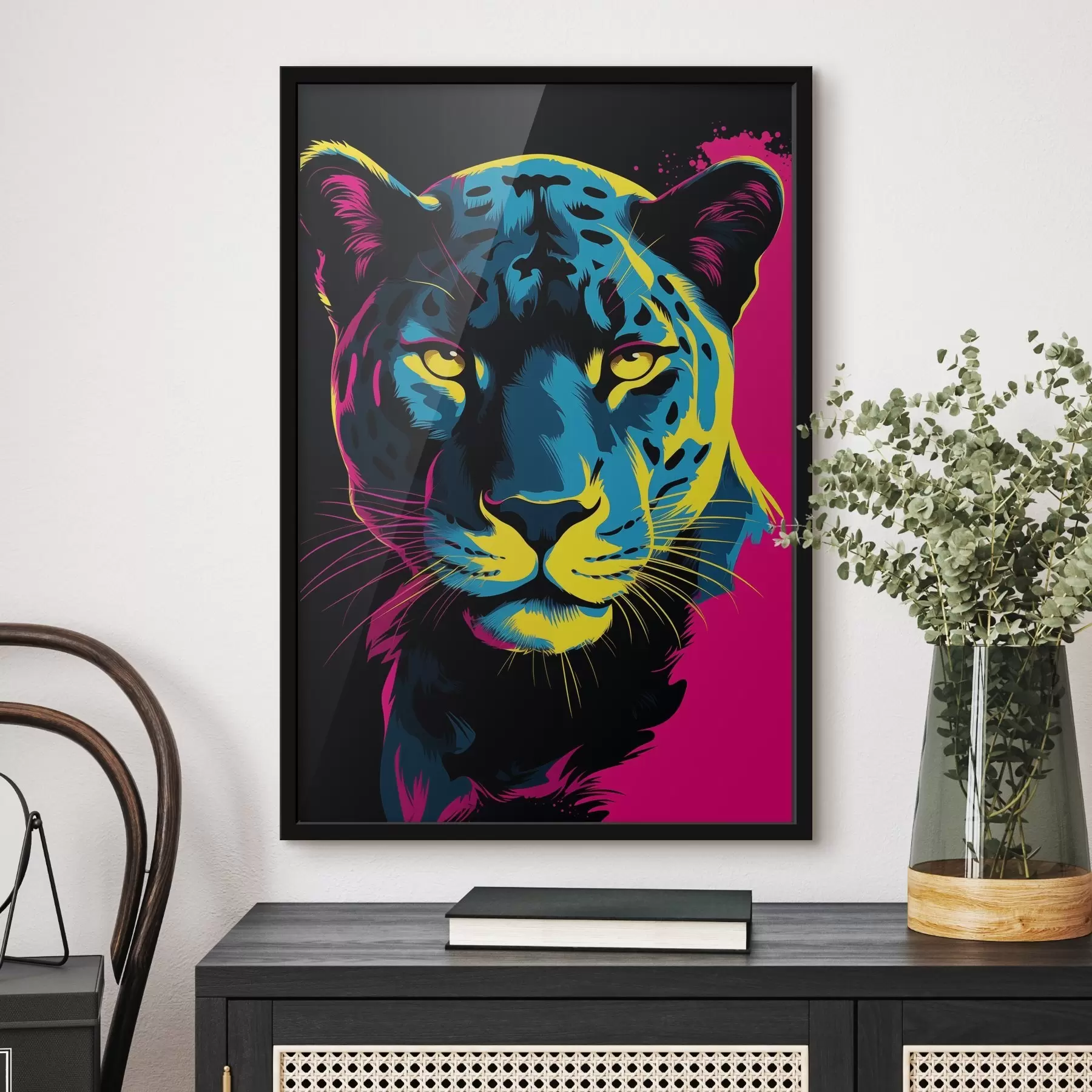 Fotobehang Tijger in een uitbarsting van kleur f45280