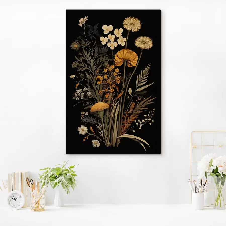  Schilderijen Wilde bloemen in donkere kleuren s45271