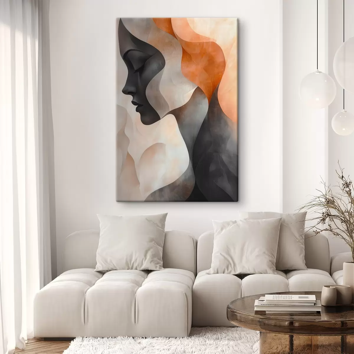  Schilderijen Abstractie met een portret van een vrouw s45235