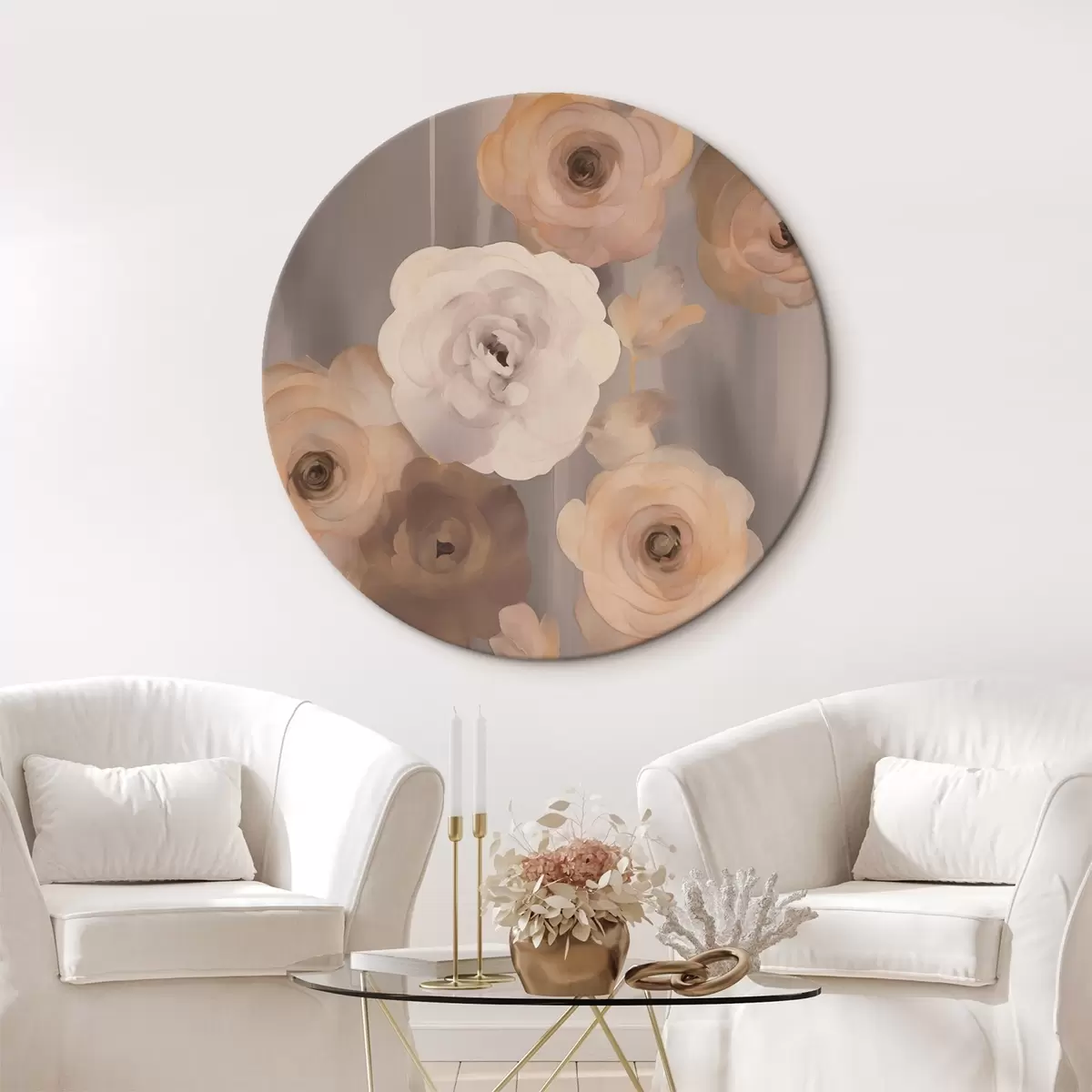 Ronde schilderijen Abstracte bloemen r45160