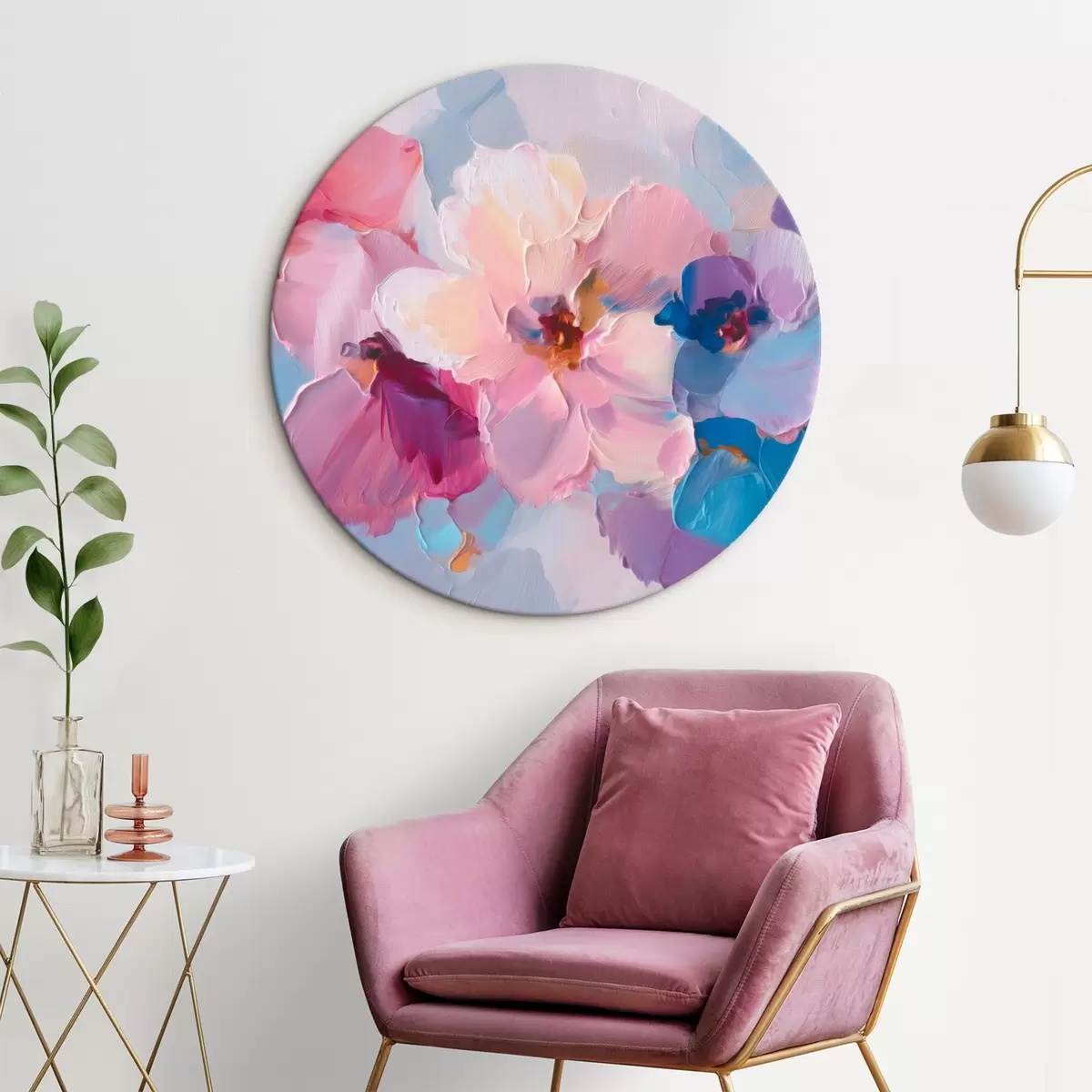 Ronde schilderijen Abstracte bloemen r45232