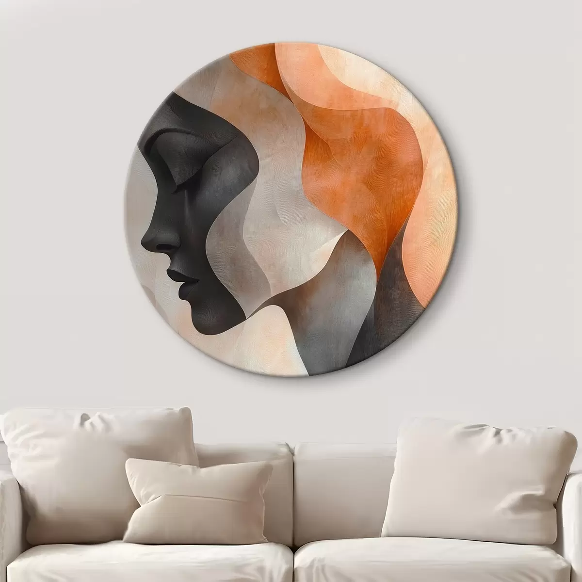 Ronde schilderijen Abstractie met een portret van een vrouw r45235