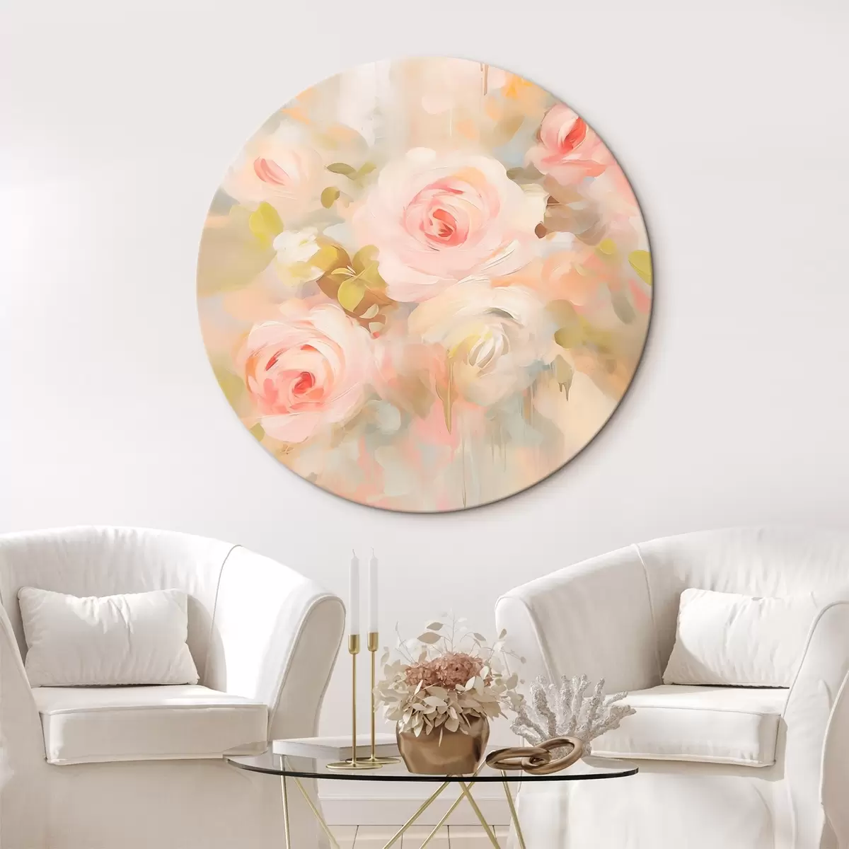 Ronde schilderijen Rozen imitatieschilderij r45302