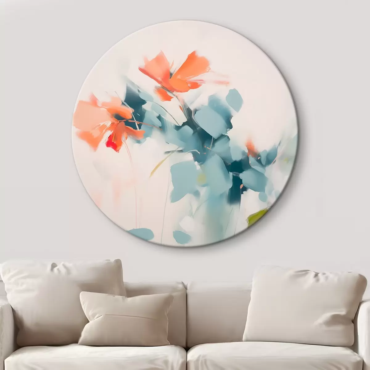 Ronde schilderijen Abstracte bloemen imitatieschilderij r45303