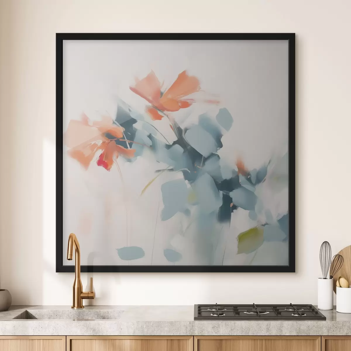 Poster Abstracte bloemen imitatieschilderij f45303