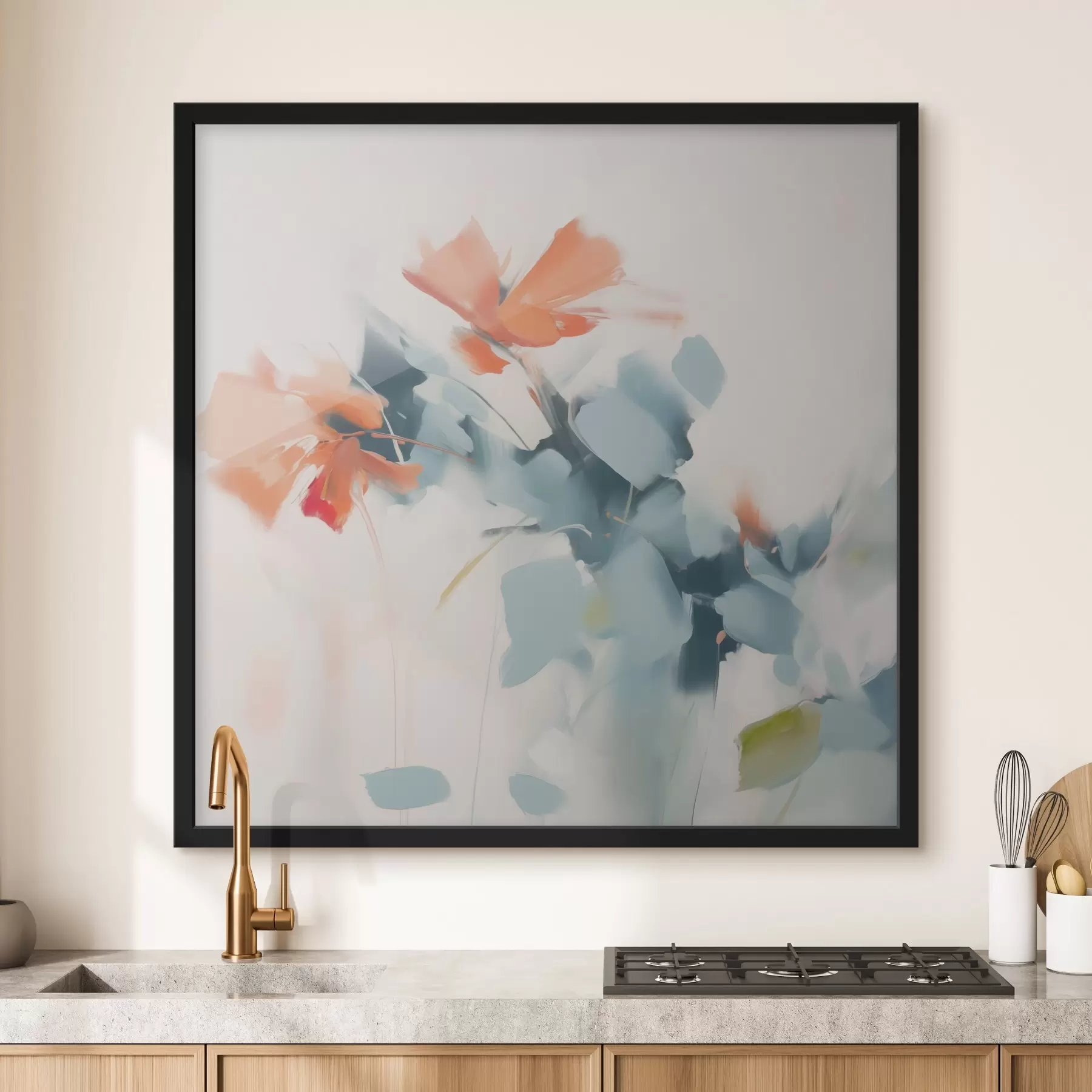 Fotobehang Abstracte bloemen imitatieschilderij f45303