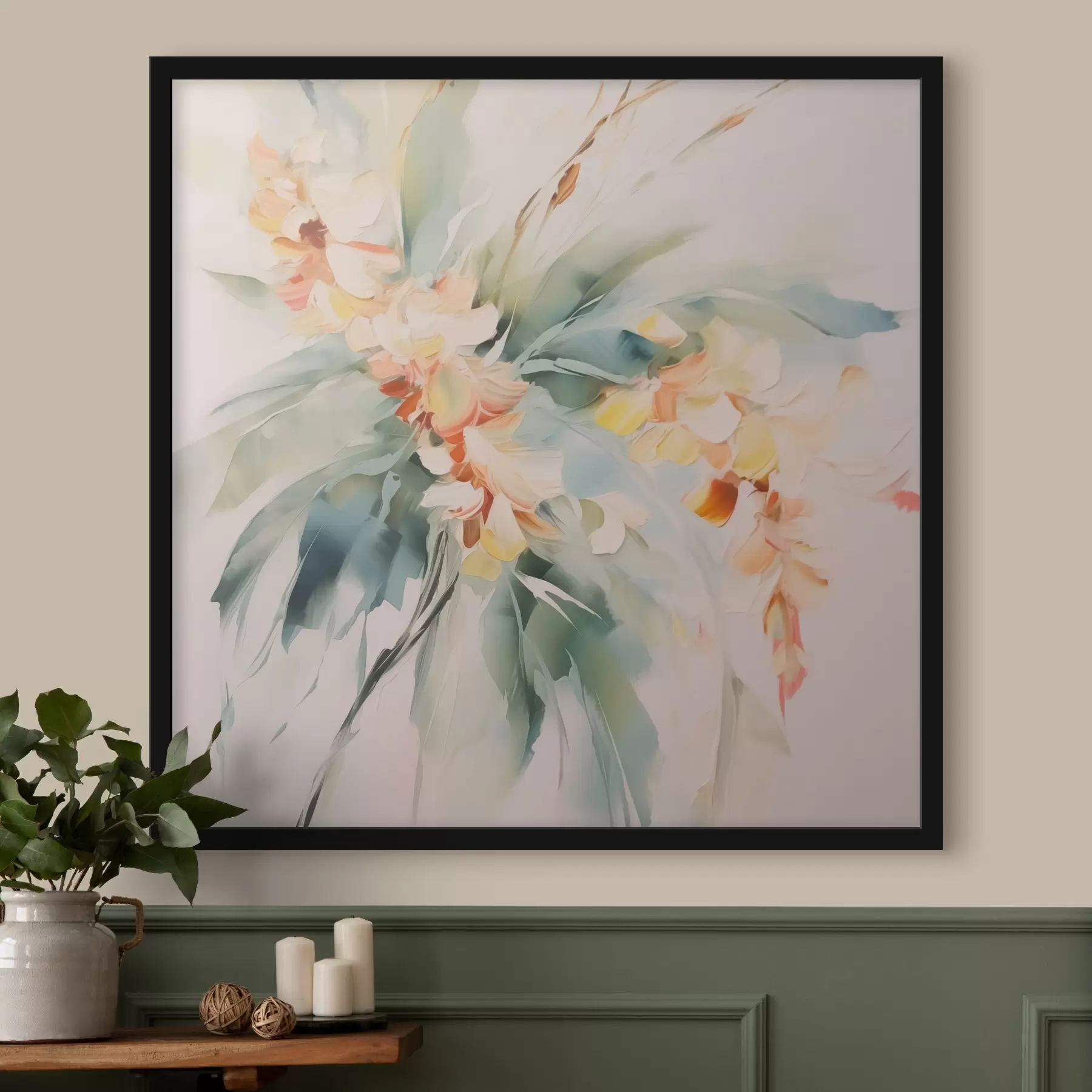 Fotobehang Abstracte bloemen in gebladerte f45305