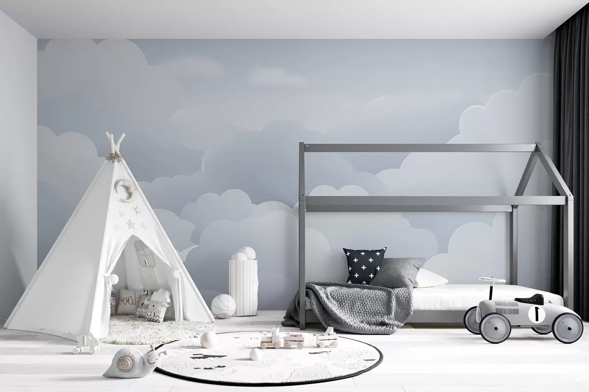 Fotobehang Wolken in minimalistische stijl w04334