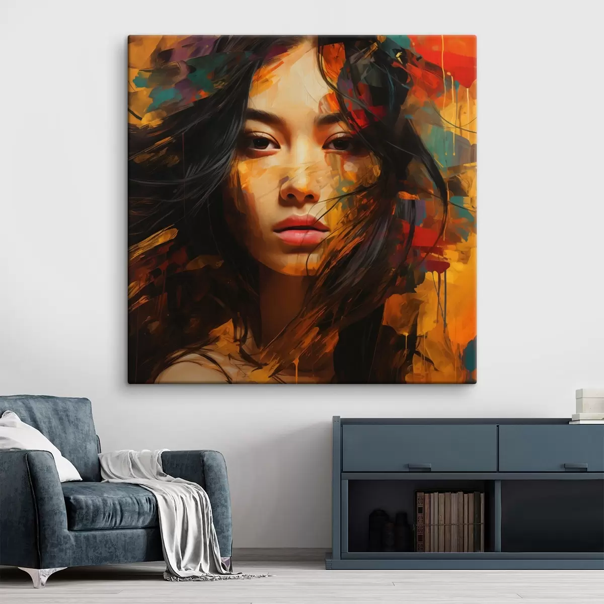  Schilderijen Portret van een vrouw in abstracte kunststijl s45039