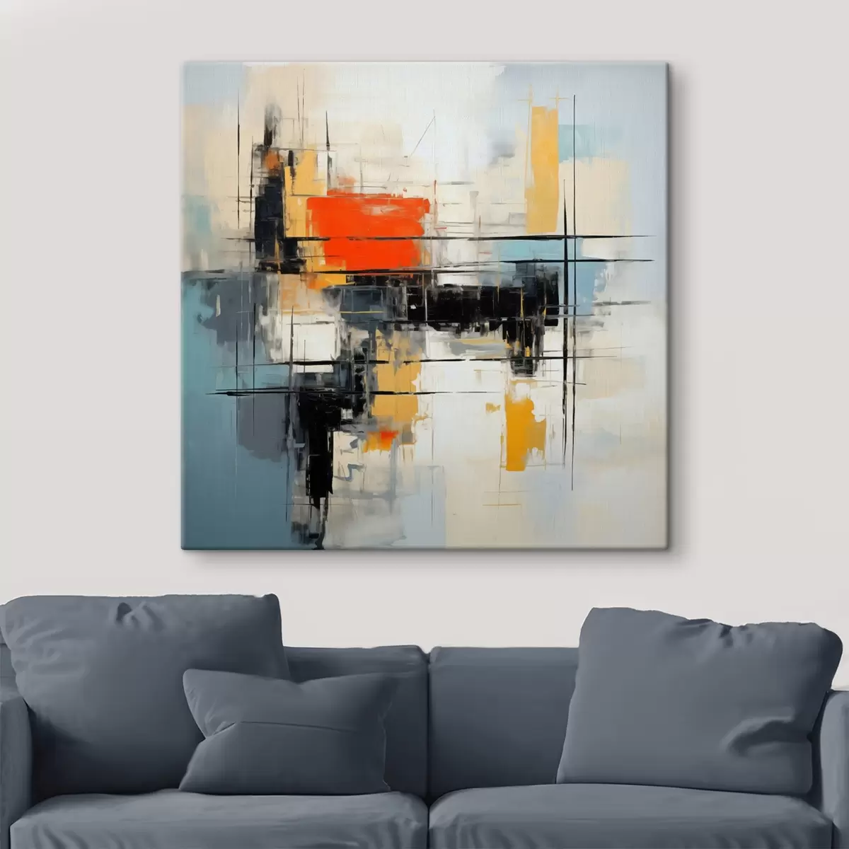  Schilderijen Dynamisch doek in moderne stijl met scherpe streken s45040