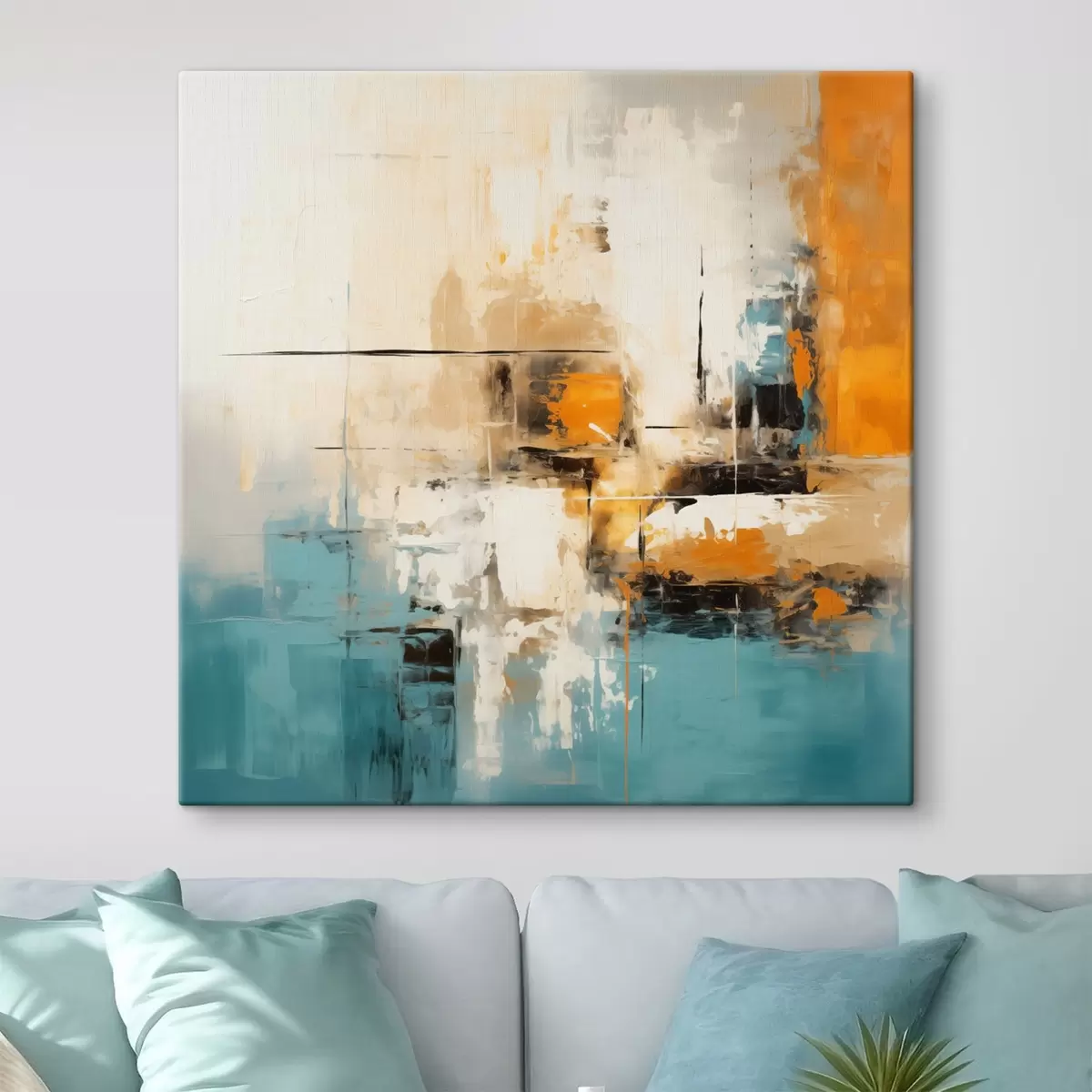  Schilderijen Hedendaagse kunst met textuurpenseelstreken en heldere accenten s45041