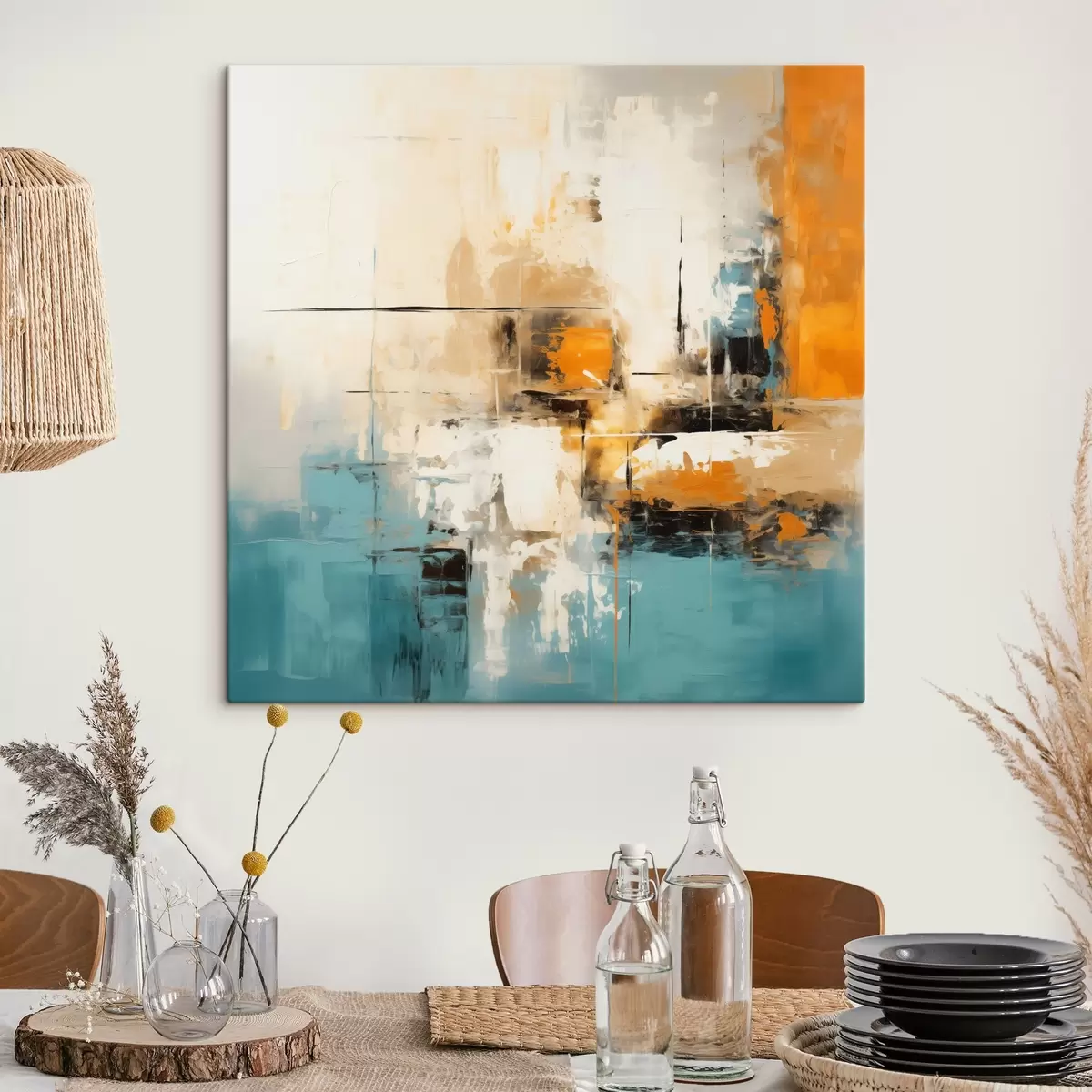  Schilderijen Hedendaagse kunst met textuurpenseelstreken en heldere accenten s45041