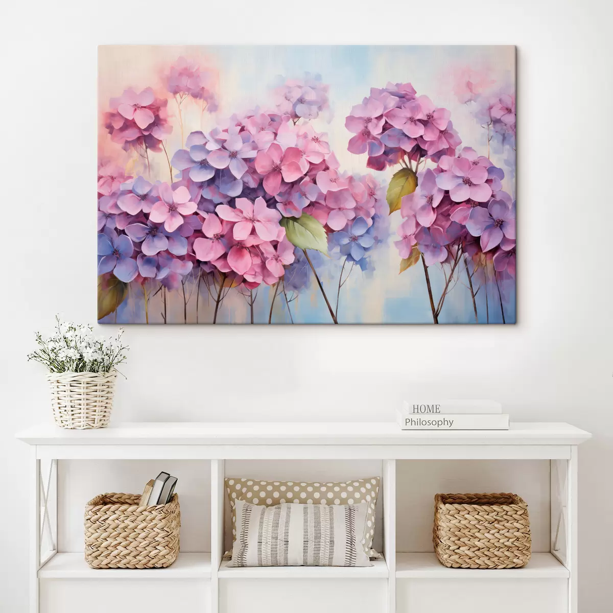  Schilderijen Veld met delicate hortensia's in pasteltinten s45057