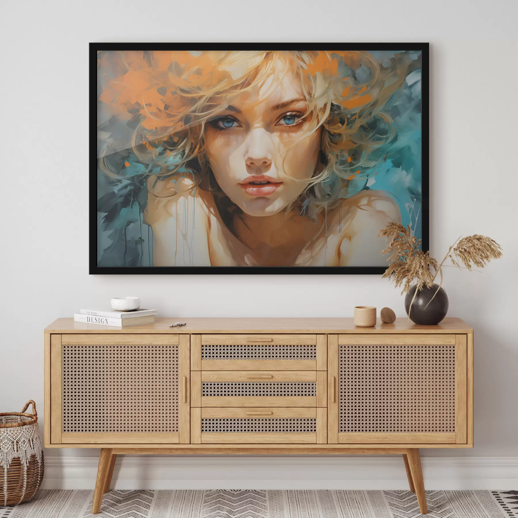 Fotobehang Expressief vrouwelijk beeld in abstract-realistische stijl f45061