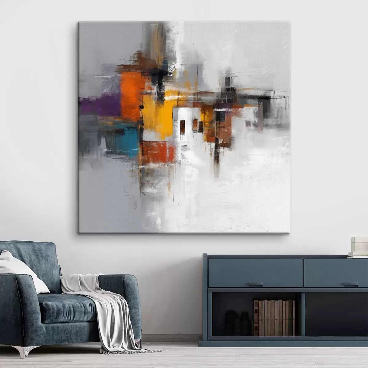 Schilderijen Kleurrijke abstractie met geometrische motieven s45239