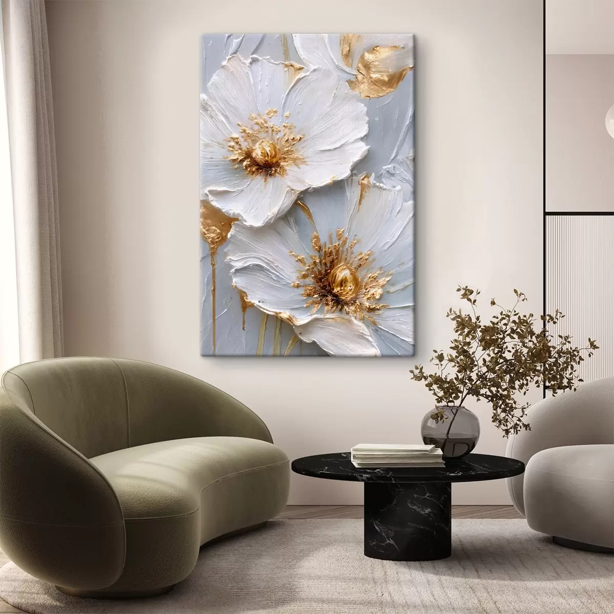  Schilderijen Gestructureerde madeliefjes: impasto kunst met expressieve penseelstreken s45241