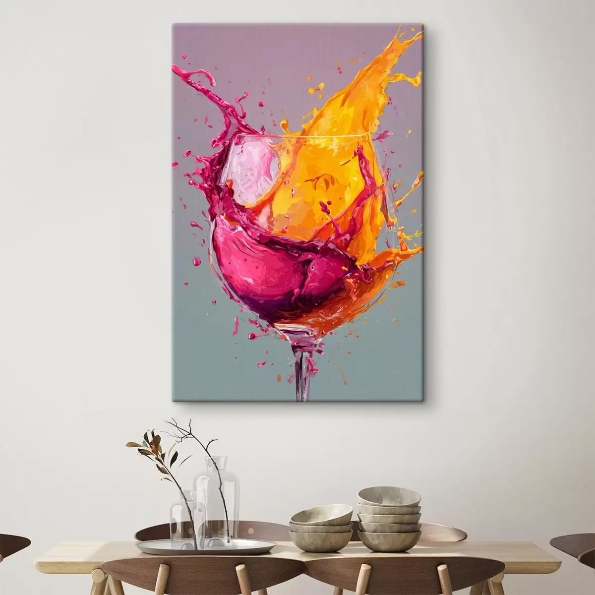  Schilderijen Kleurenspatten: dynamische abstractie in een glas s45244