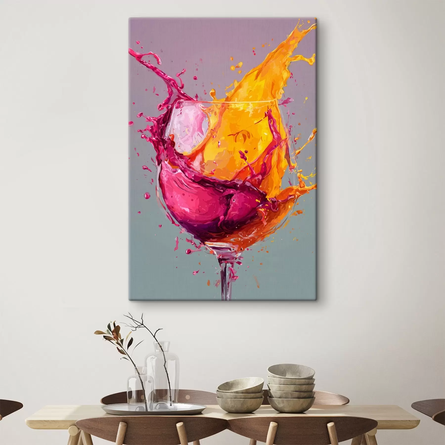  Schilderijen Kleurenspatten: dynamische abstractie in een glas s45244