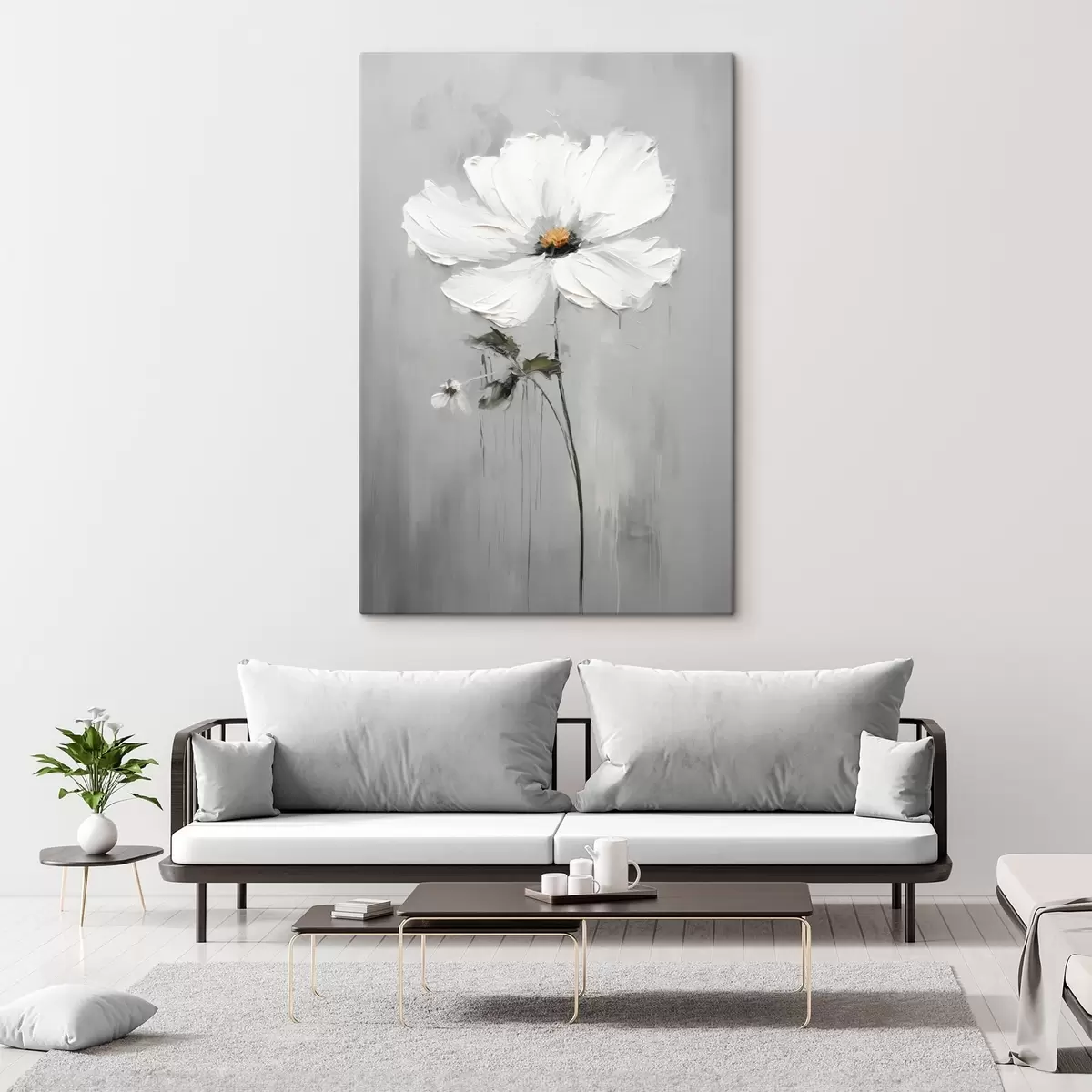  Schilderijen Monochrome bloem in volumetrische stijl s45253