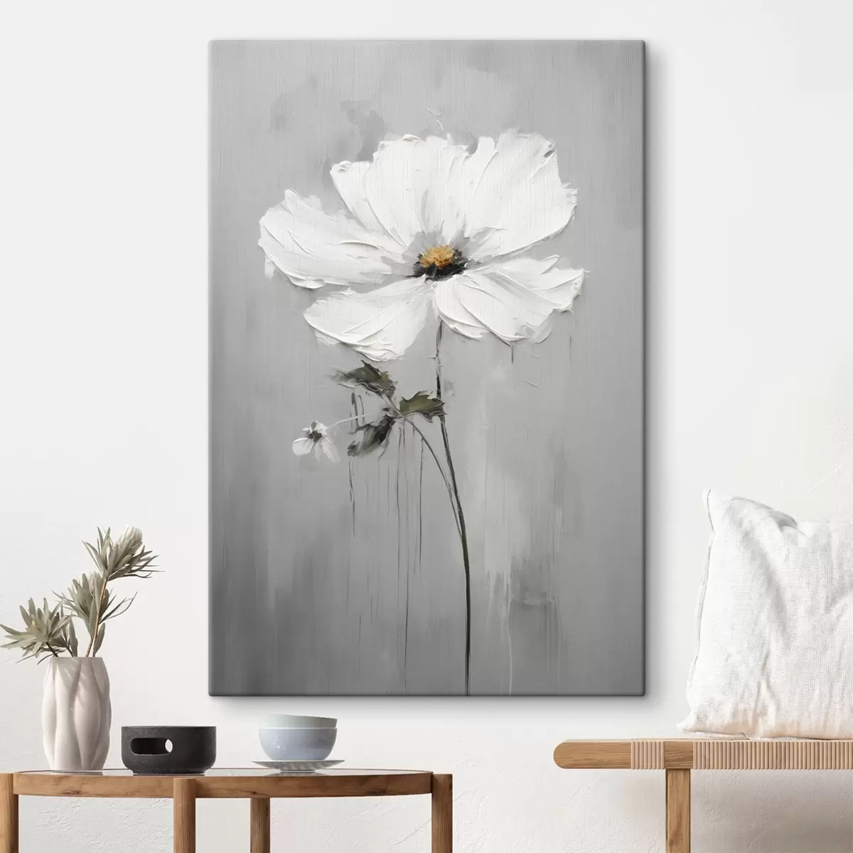  Schilderijen Monochrome bloem in volumetrische stijl s45253