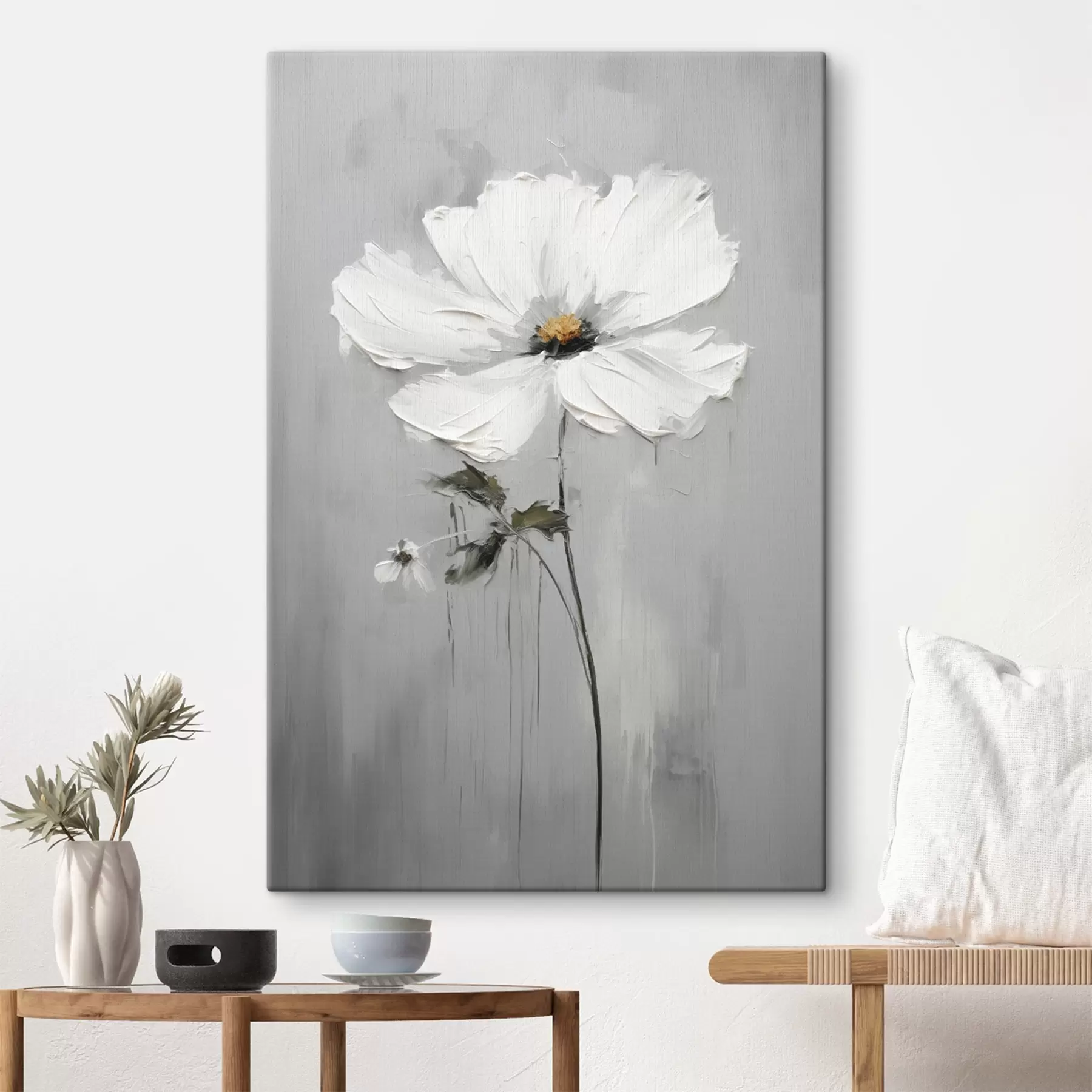  Schilderijen Monochrome bloem in volumetrische stijl s45253