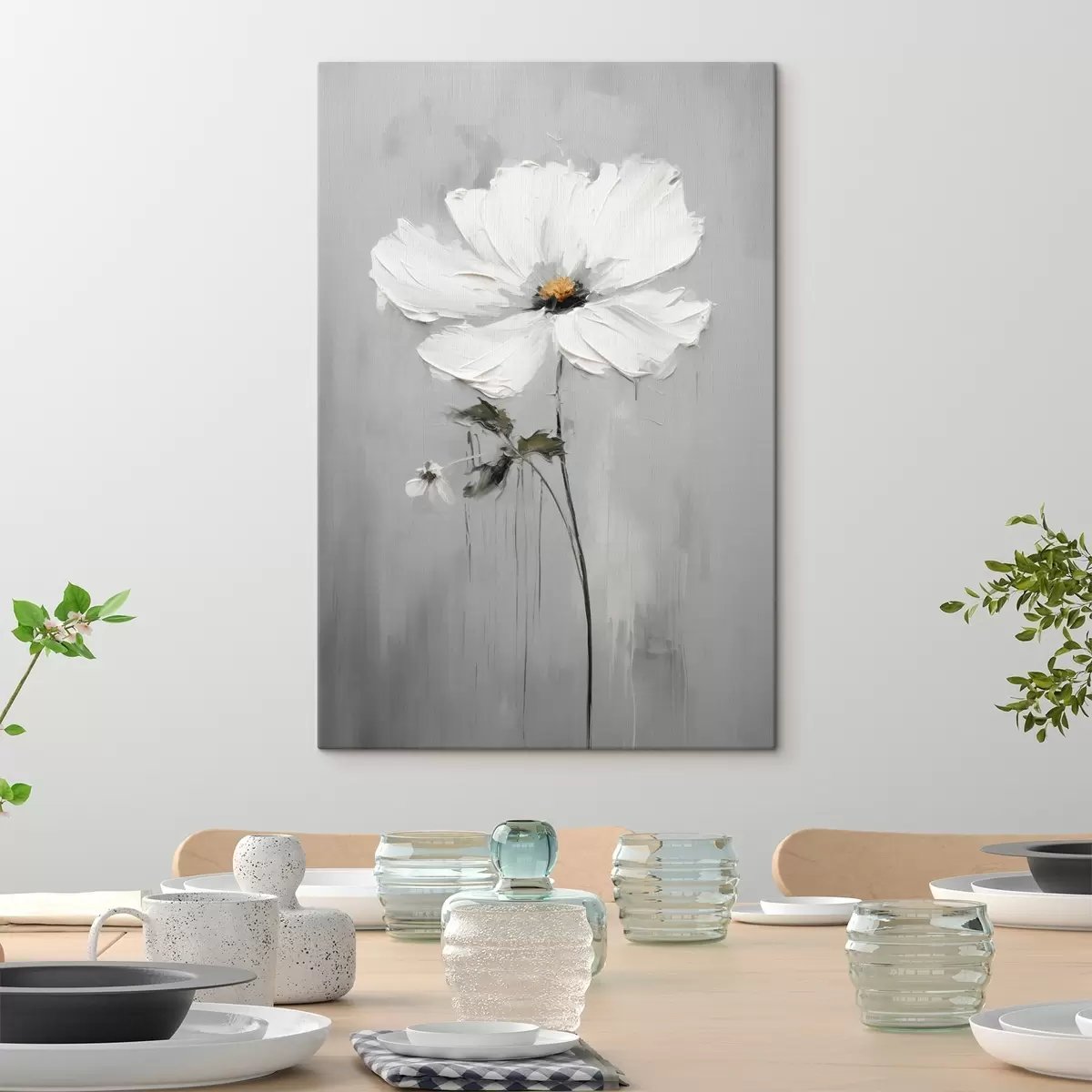  Schilderijen Monochrome bloem in volumetrische stijl s45253