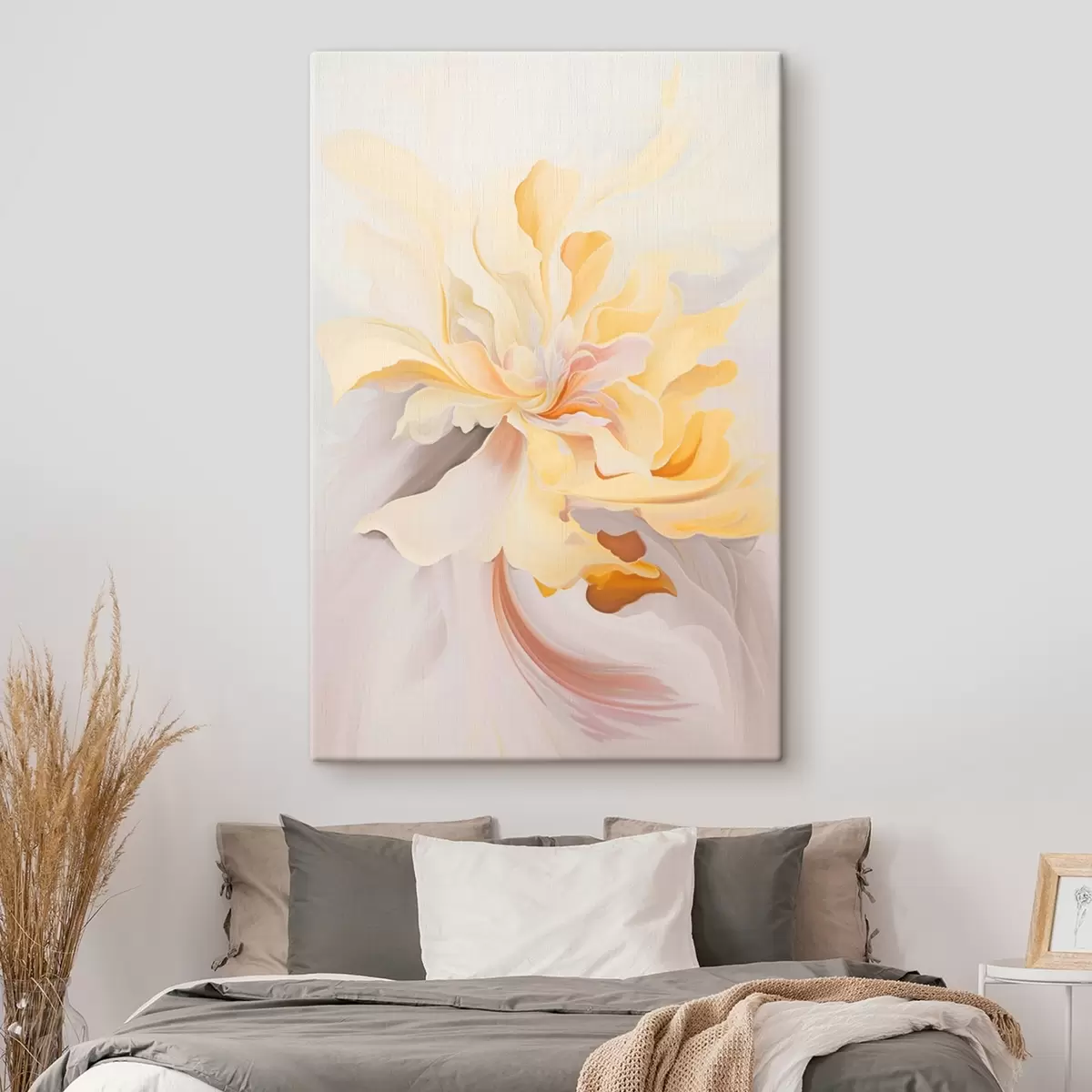  Schilderijen Delicate bloem: abstract schilderij in pasteltinten s45256