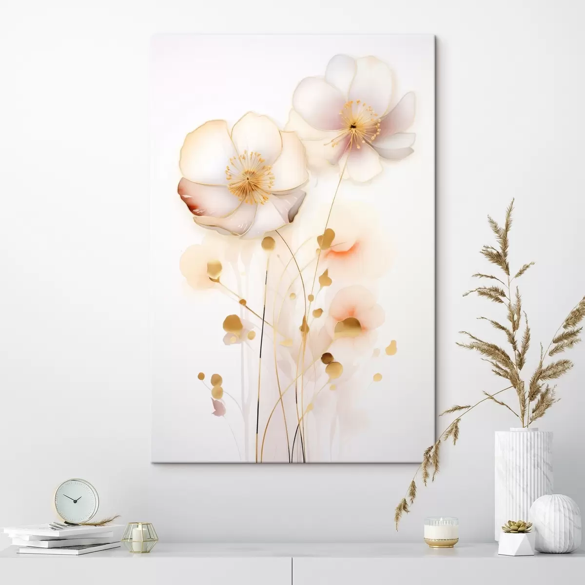  Schilderijen Roze bloemen in een lichte stijl s45259