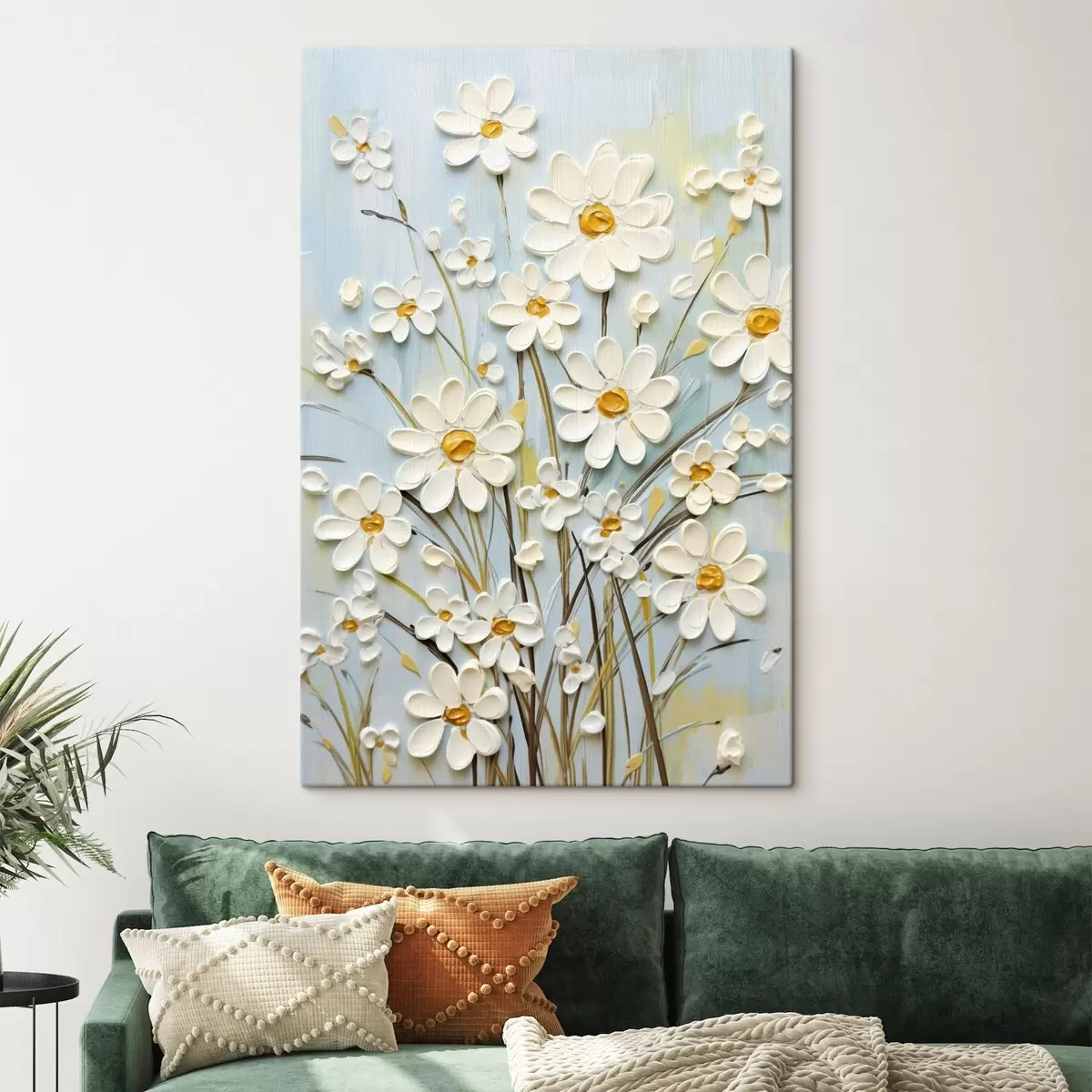  Schilderijen Gestructureerde madeliefjes: impasto kunst met expressieve penseelstreken s45266