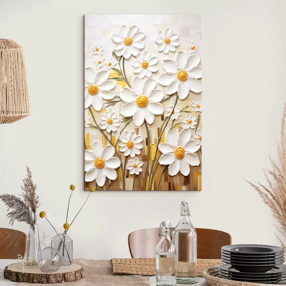  Schilderijen Bloemcompositie in volumetrische stijl met accenten s45267